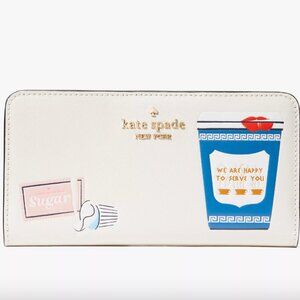 NWT In Packaging Kate Spade Coffee Break Large Slim Bifold Wallet